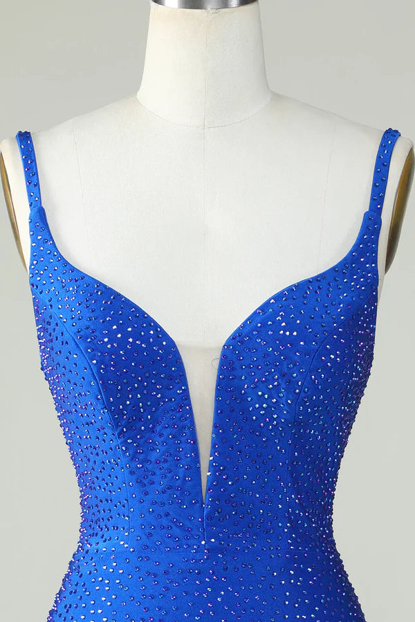 Beading Tight Glitter Royal Blue Homecoming Dress