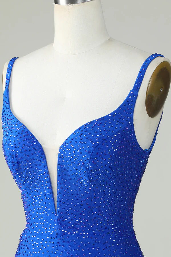 Beading Tight Glitter Royal Blue Homecoming Dress