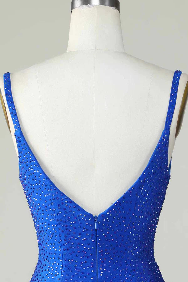Beading Tight Glitter Royal Blue Homecoming Dress
