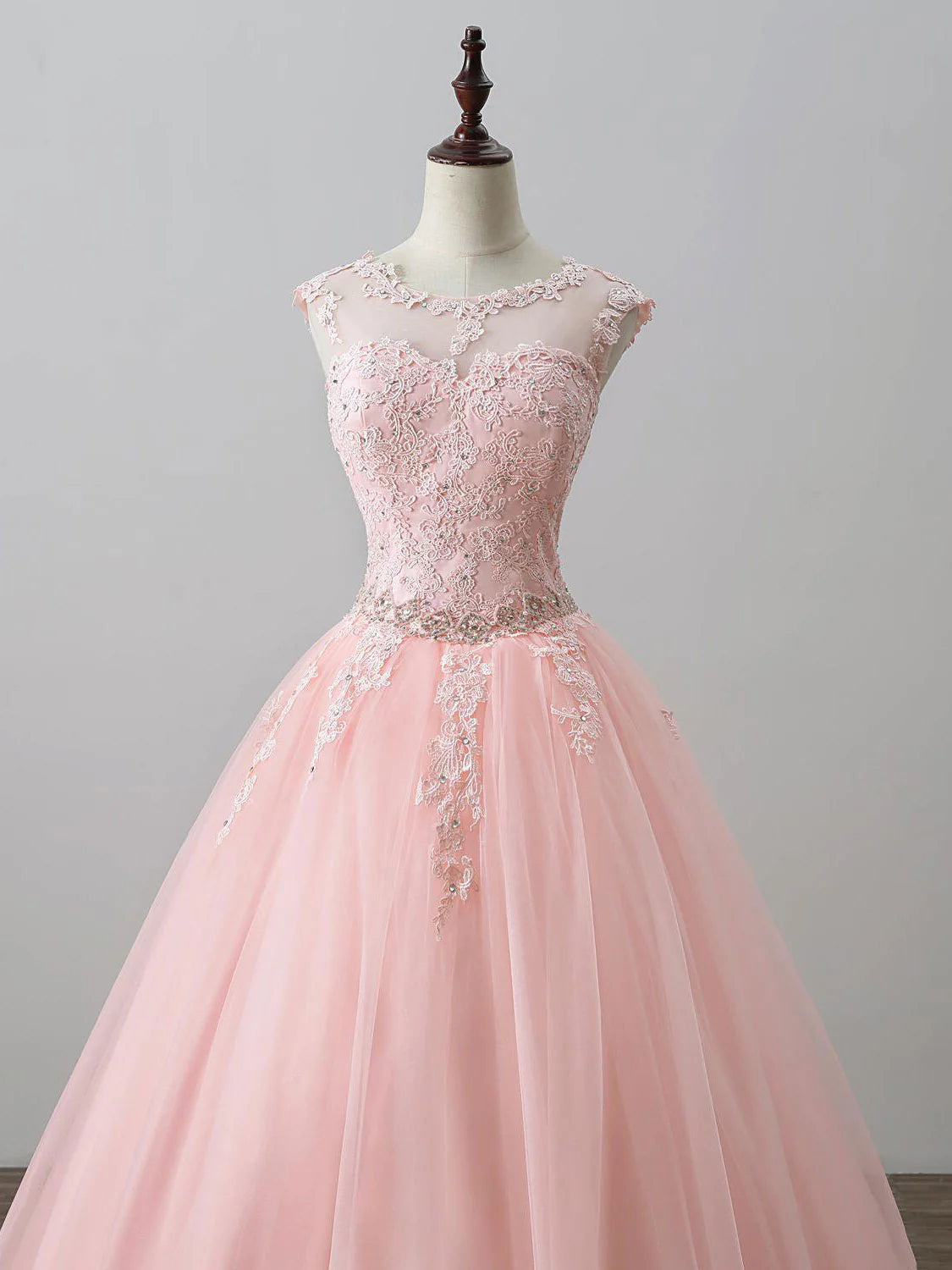 Ball Gown Quinceanera Dresses Princess Dress Tulle Lace Long Prom Gown Pink Tulle Lace Appliques Sweet 16 Dress
