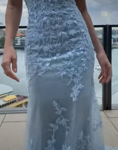 Trumpet/Mermaid Halter Sleeveless Lace Tulle Court Train Train Dresses Party Dresses Formal Dresses