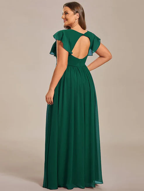 Party Dresses Wedding Guest Dresses Plus Size Chiffon Pleated A-Line Back Cutout Bridesmaid Dress/Prom Dresses