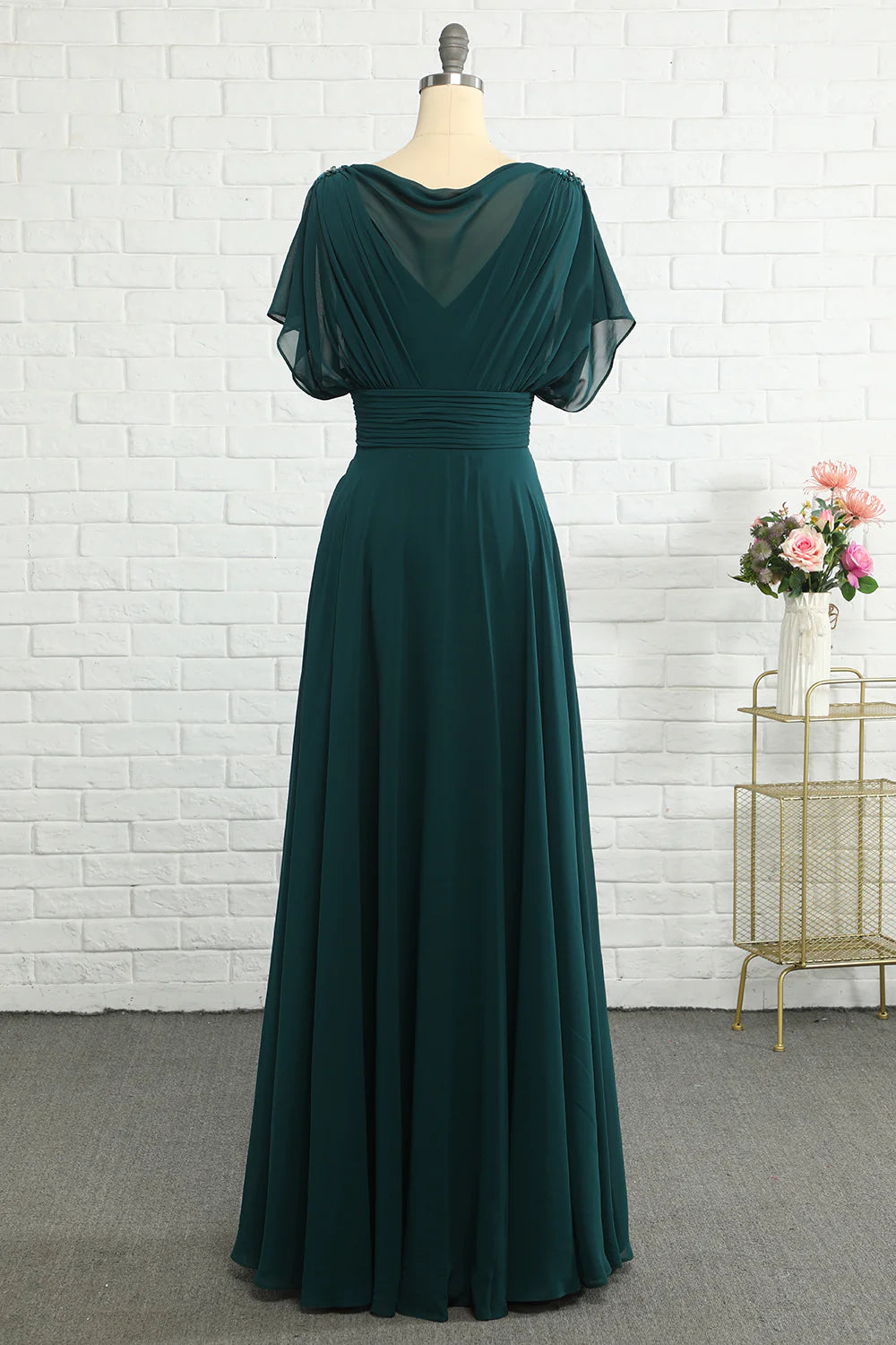 A Line Green Chiffon  Long Mother of Bride Dress