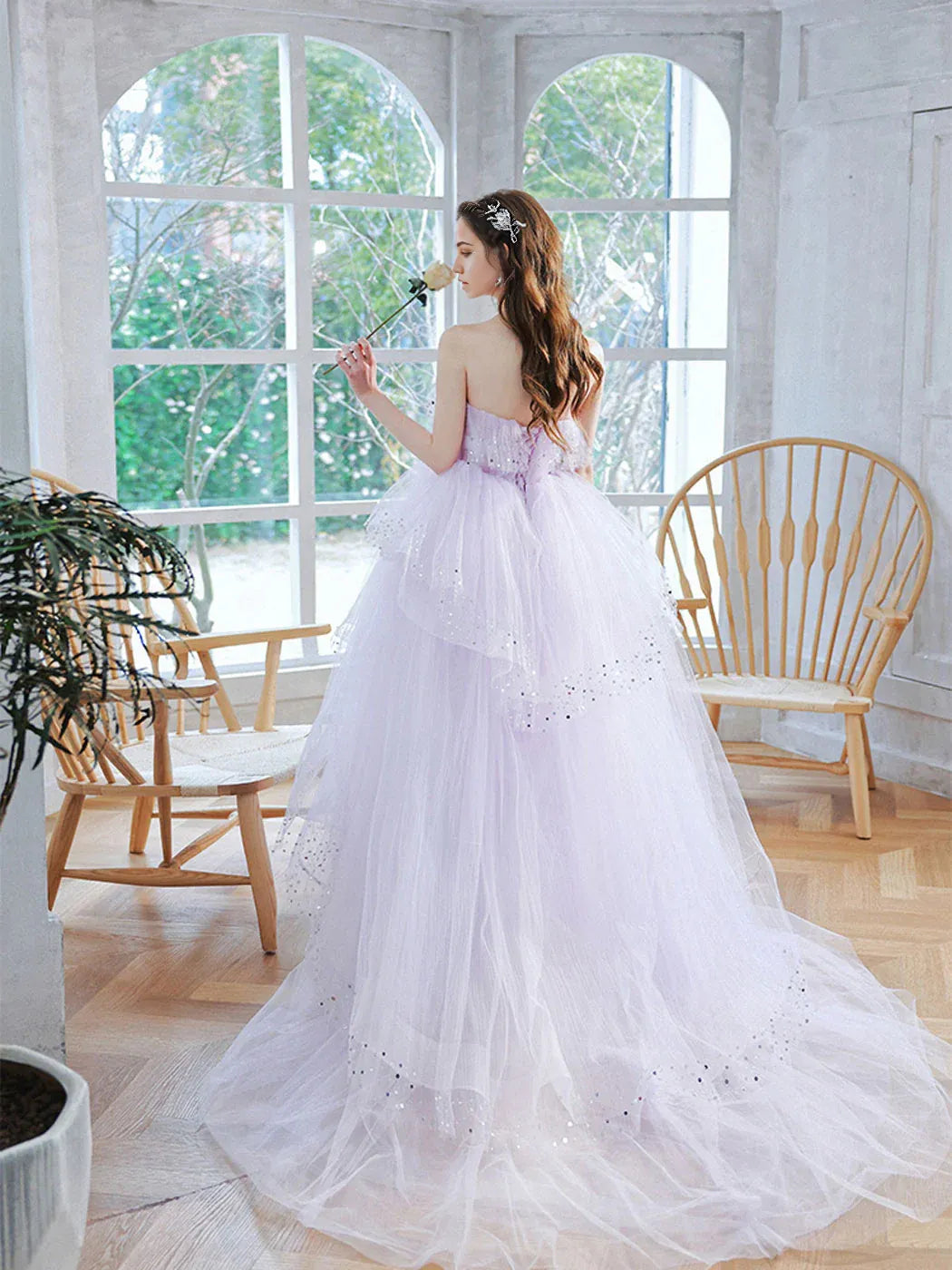 Ball Gown Princess Dress Performance Quinceanera Strapless Floor Length Sweetheart Tulle Layers Long Prom Gown Sweet 16 Dress