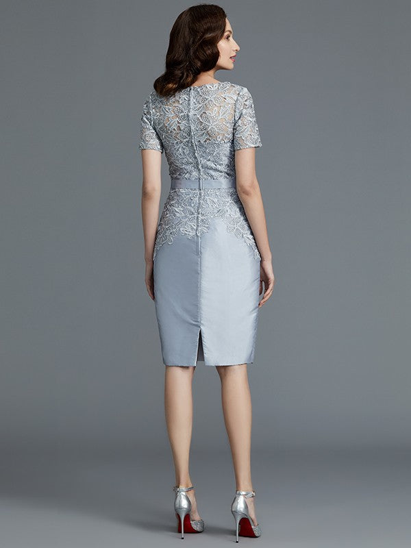 Sheath Short Sleeves Knee-Length Mother of the Bride Dresses Elegant Wedding Guest Dress Party Dress