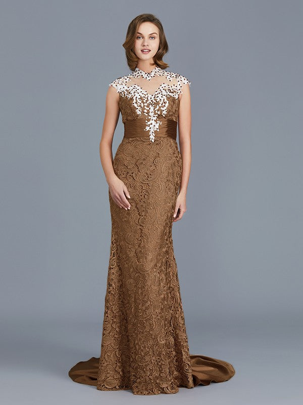 A Line Trumpet/Mermaid Scoop Sleeveless Beading Lace Floor-Length Mother of the Bride Dresses