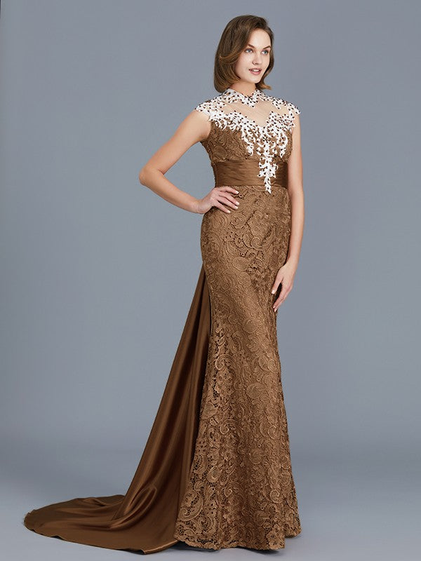A Line Trumpet/Mermaid Scoop Sleeveless Beading Lace Floor-Length Mother of the Bride Dresses