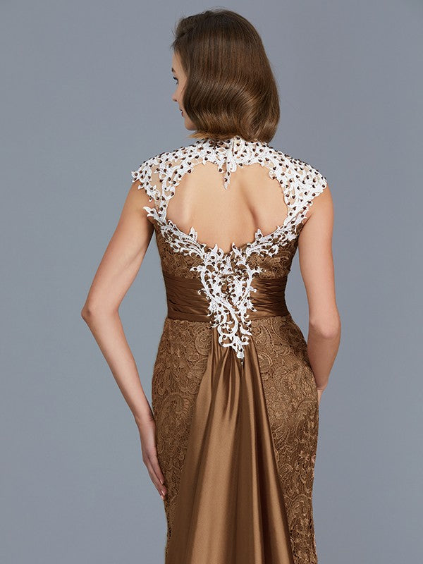 A Line Trumpet/Mermaid Scoop Sleeveless Beading Lace Floor-Length Mother of the Bride Dresses