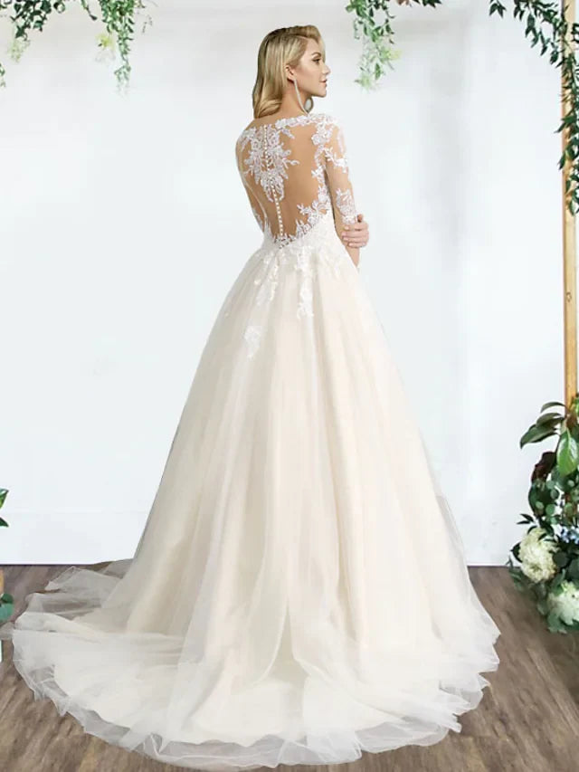 Ball Gown Princess A-Line Wedding Dresses Sweetheart Neckline Lace Tulle Sleeveless Country Formal Luxurious with Pleats Appliques