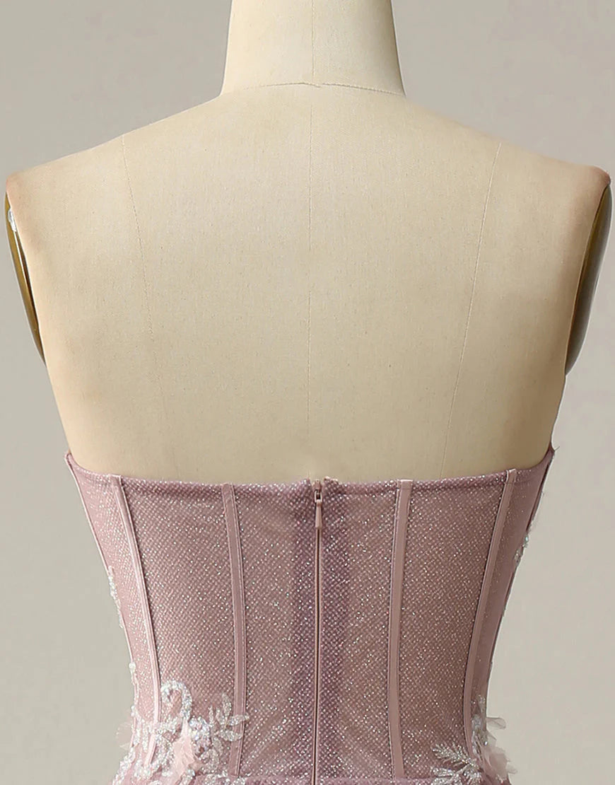 A-Line Sweetheart Strapless Long Prom Dress With Appliques