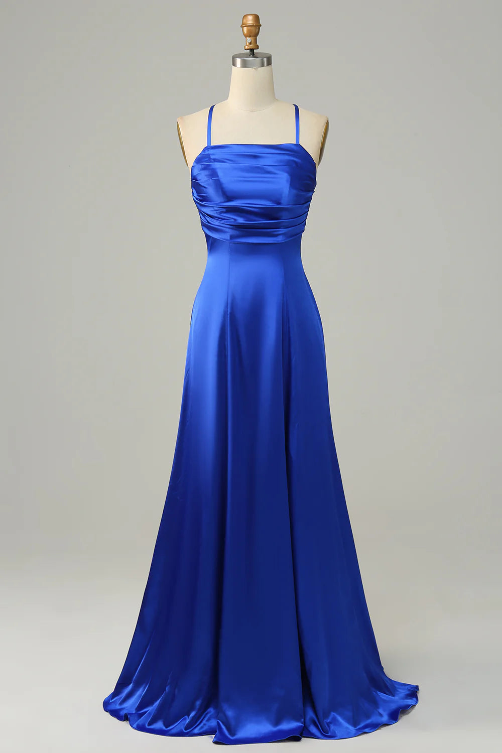 A Line Royal Blue Halter Long Bridesmaid Dress
