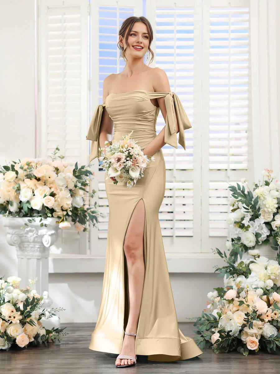 V Neck Sleeveless Split Formal Dress Cocktail Party Prom Long Wedding Guest Dresses For Women Trendy