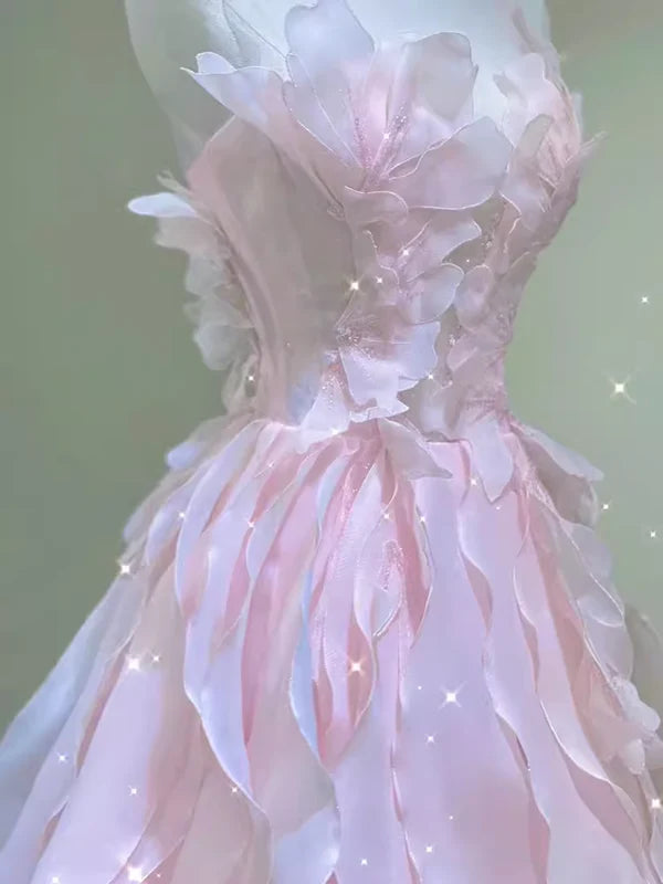 Charming A Line Strapless Ruffles Long Formal Prom Dress Sweet Evening Party Gowns Elegant Wedding Guest Dress