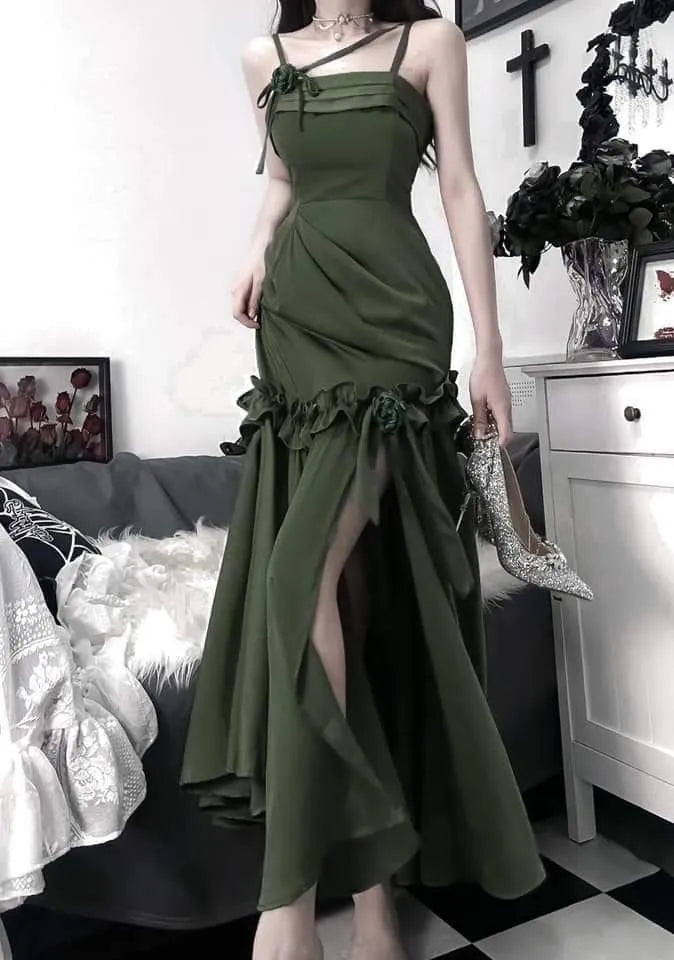 Charming Mermaid Long Formal Prom Dress Elegant Sleeveless Evening Party Gowns With Slit Wedding Guest Dress