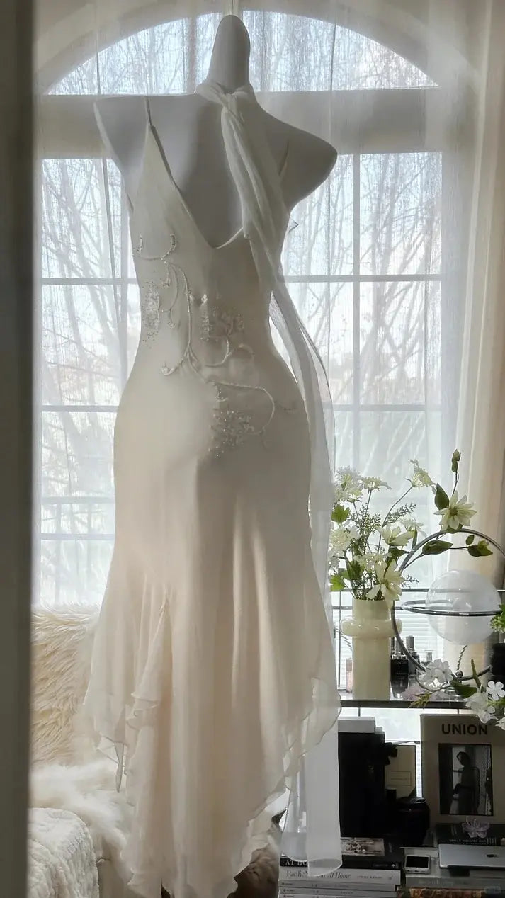 Charming Mermaid Straps Sleeveless Formal Prom Dress Vintage Wedding Guest Party Dress Elegant Evening Gowns