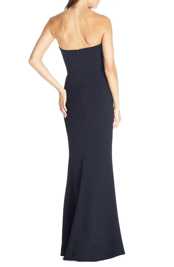 Noble strapless off shoulder and floor length strapless off back evening dress Black