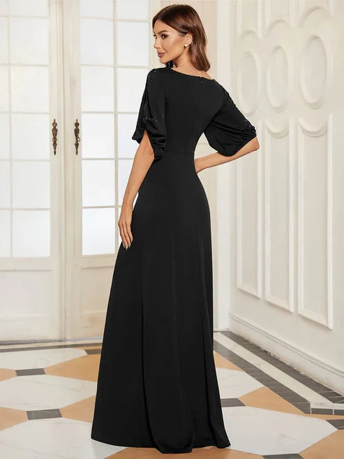 Trendy Round Neck Bodycon Wedding Guest Dress with Half Sleeves/Prom Dresses Party Dresses Wedding Guest Dresses