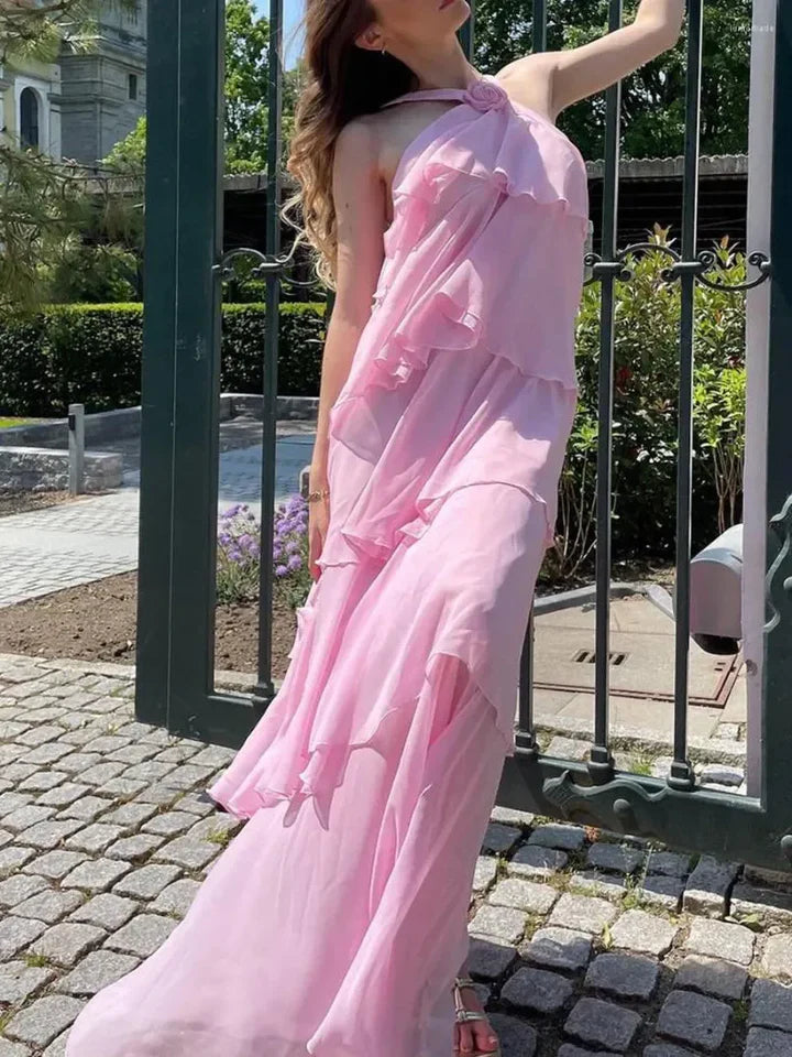 Elegant A Line Sleeveless Layered Long Prom Dress Charming Evening Party Dress Vacation Beach Dress