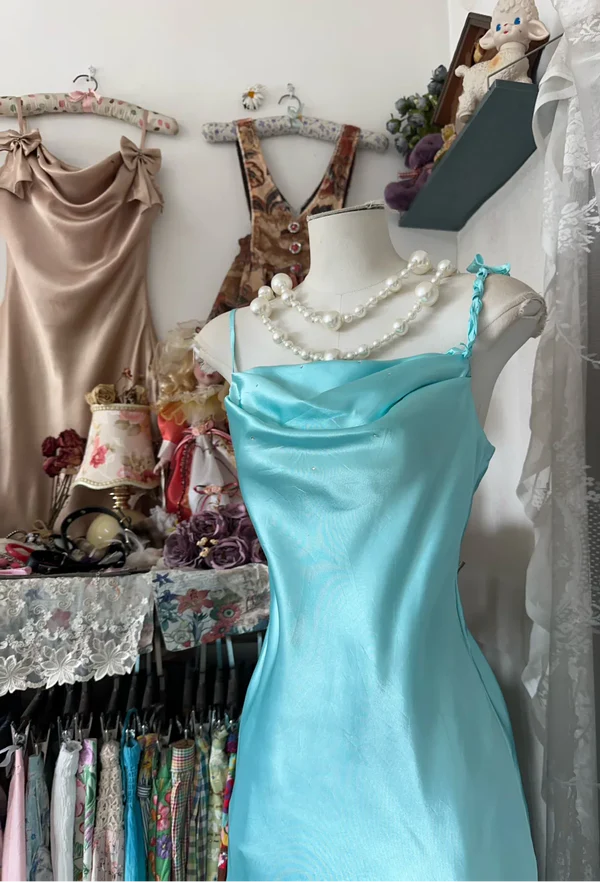 Elegant Mermaid Satin Ruffle Long Formal Prom Dress Simple Evening Party Gowns Sleeveless Wedding Guest Dress