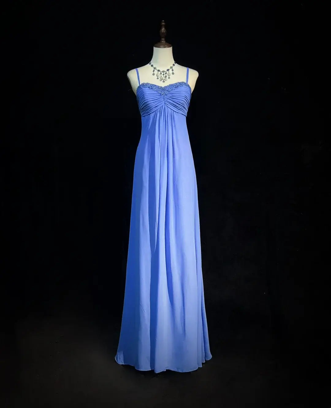 Elegant A Line Spaghetti Straps Blue Long Formal Prom Dress Sleeveless Charming Evening Party Gowns Vintage Wedding Guest Party Dress