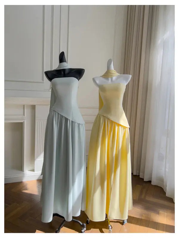Elegant A Line Strapless Long Formal Prom Dress Sleeveless Charming Evening Party Gowns Pretty Birthday Outfits Graduation Dress