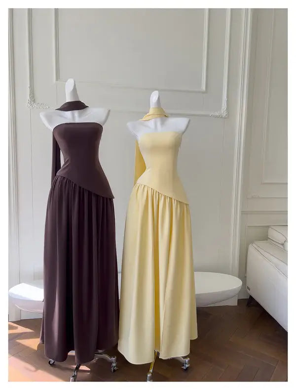 Elegant A Line Strapless Long Formal Prom Dress Sleeveless Charming Evening Party Gowns Pretty Birthday Outfits Graduation Dress