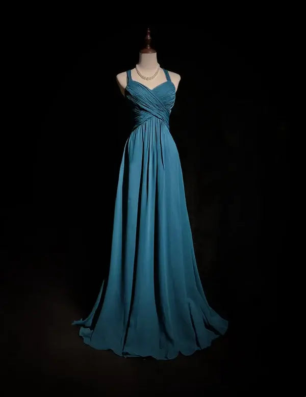 Elegant A Line Sweetheart Sleeveless Pleated Long Formal Prom Dress Charming Evening Party Gowns Vintage Wedding Guest Party Dress