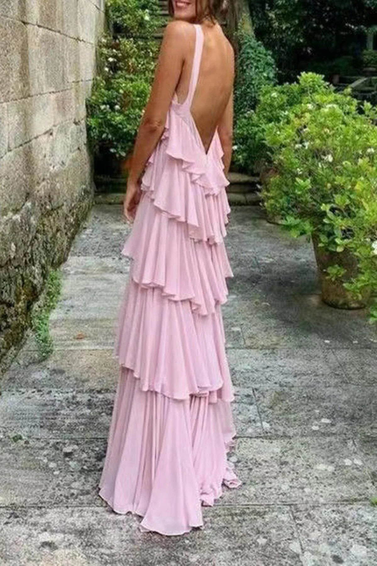 Elegant A Line Tiered Long Prom Dress Cute Party Evening Gowns Charming Graduation Dress