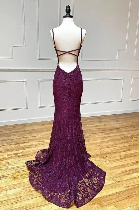 Elegant Mermaid Spaghetti Straps Sleeveless Long Formal Prom Dress With Slit Chic Party Evening Gowns Charming Wedding Guest Dress
