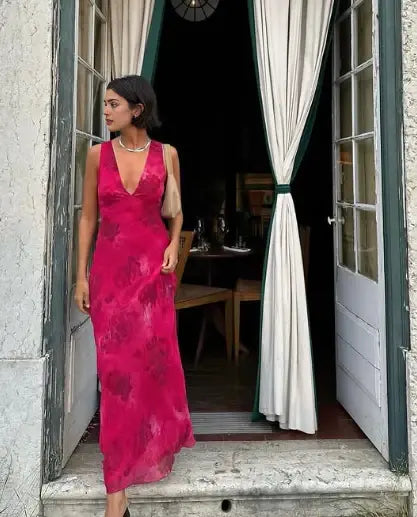 Elegant V-neck Sleeveless Long Evening Gown Prom Dress Charming Party Dress Formal Dress