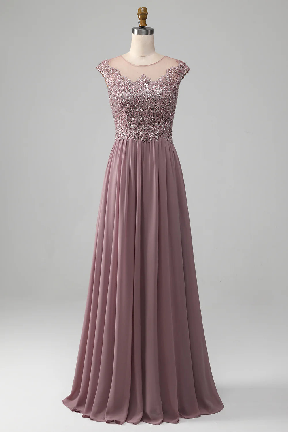 A-line  Chiffon Scoop Neck Mother of the Bride Dress With Sequins