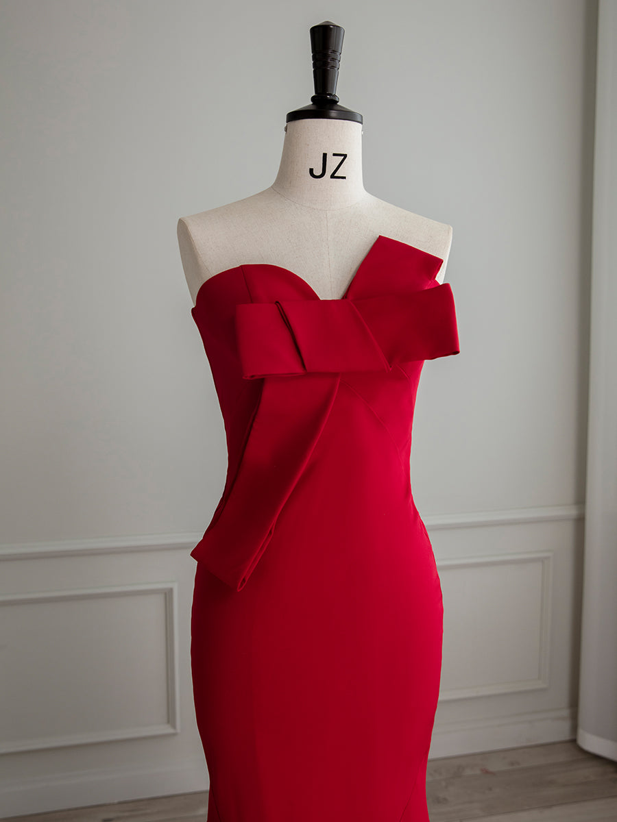 Mermaid Strapless Sleeveless Long Prom Dress Formal Evening Dress December Wedding Guest Dress