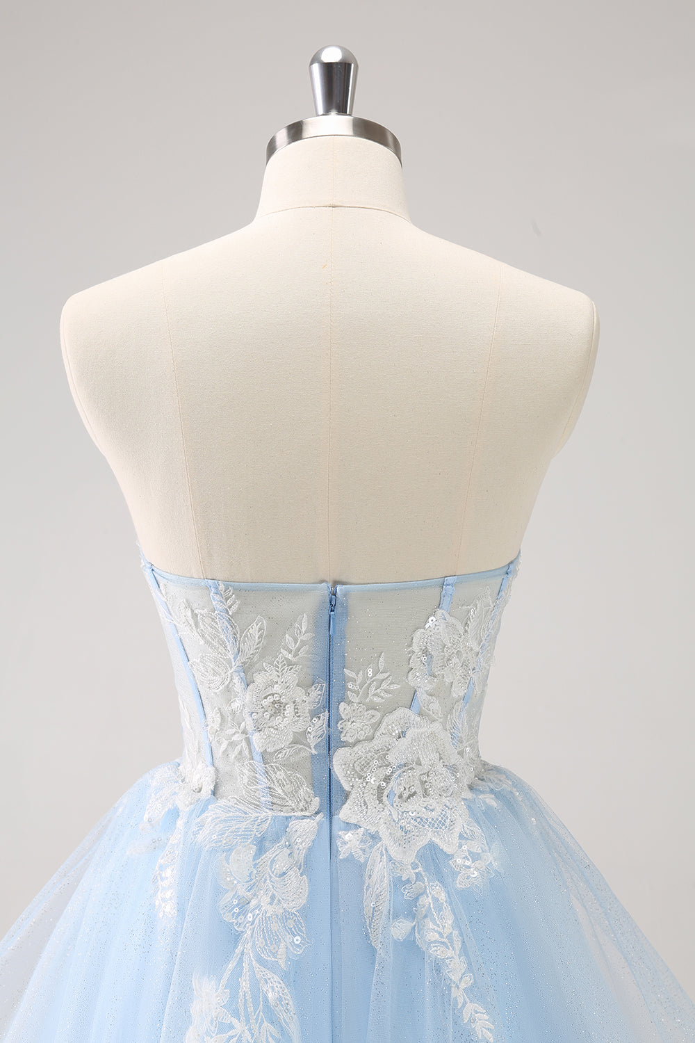 Light Blue A Line Corset Sequin Short Homecoming Dress with Appliques Beautiful