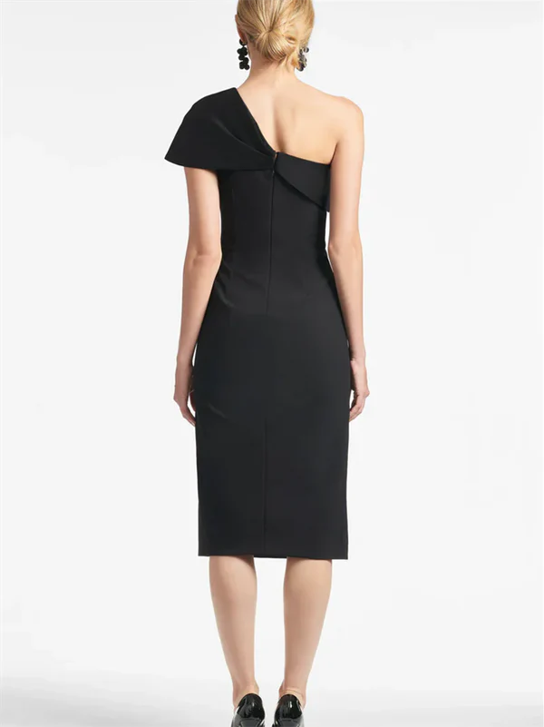 Slim fit/column style one shoulder tea length mother of the bride dresses  Evening Dresses