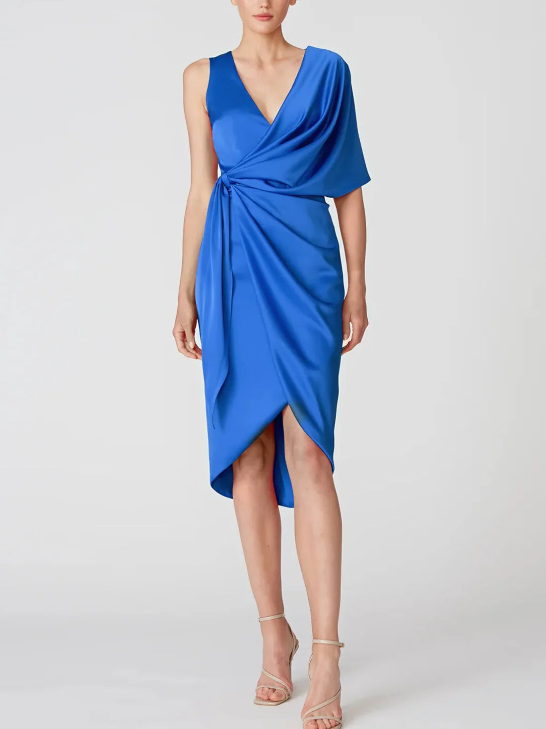 A-line/Princess V-neck half sleeved asymmetrical ruffled edge mother of the bride dress Short Party Dresses