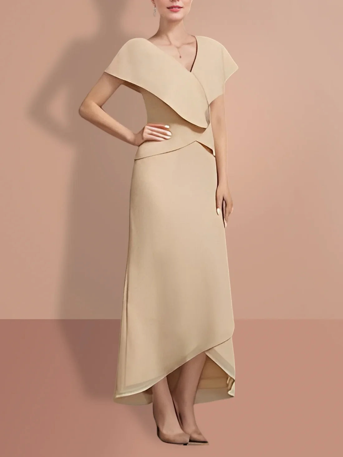 A-line/Princess Short sleeved V-neck mother of the bride dresses Elegant