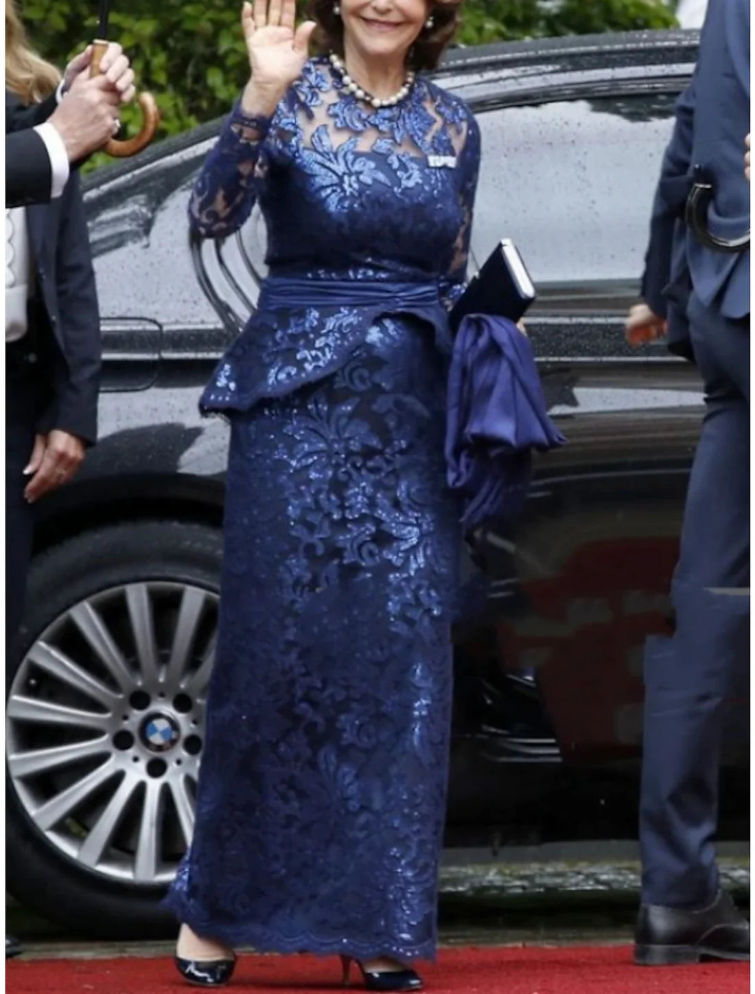 Sheath / Column Mother of the Bride Dress Wedding Guest Elegant Party Sparkle & Shine Jewel Neck Ankle Length Sequined Long Sleeve with Lace Ruffles Beautiful