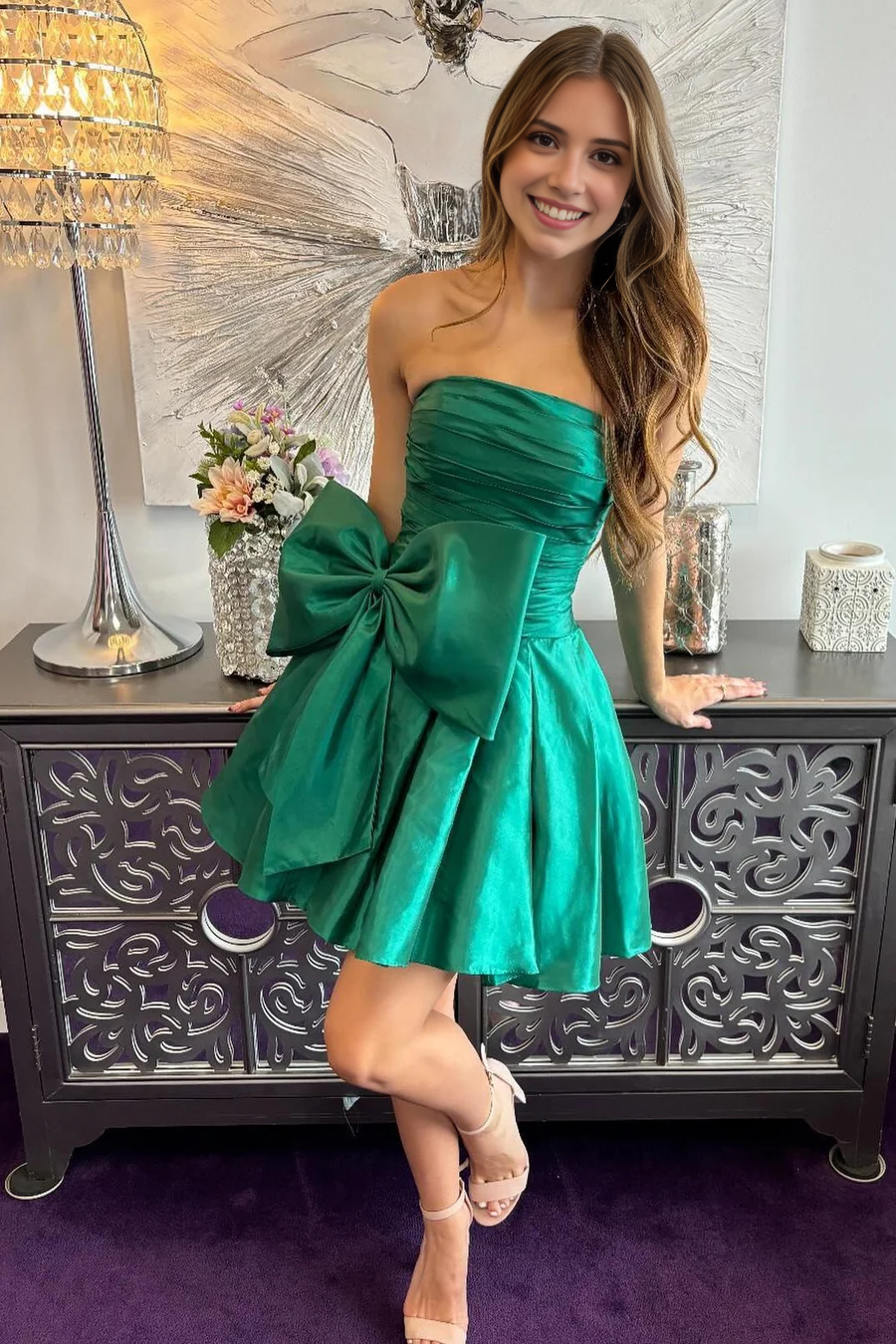 Sweetheart A-Line Strapless Short Prom Dress With Bow Charming Birthday Party Dress Lovely Graduation Dress Chic Homecoming Dress