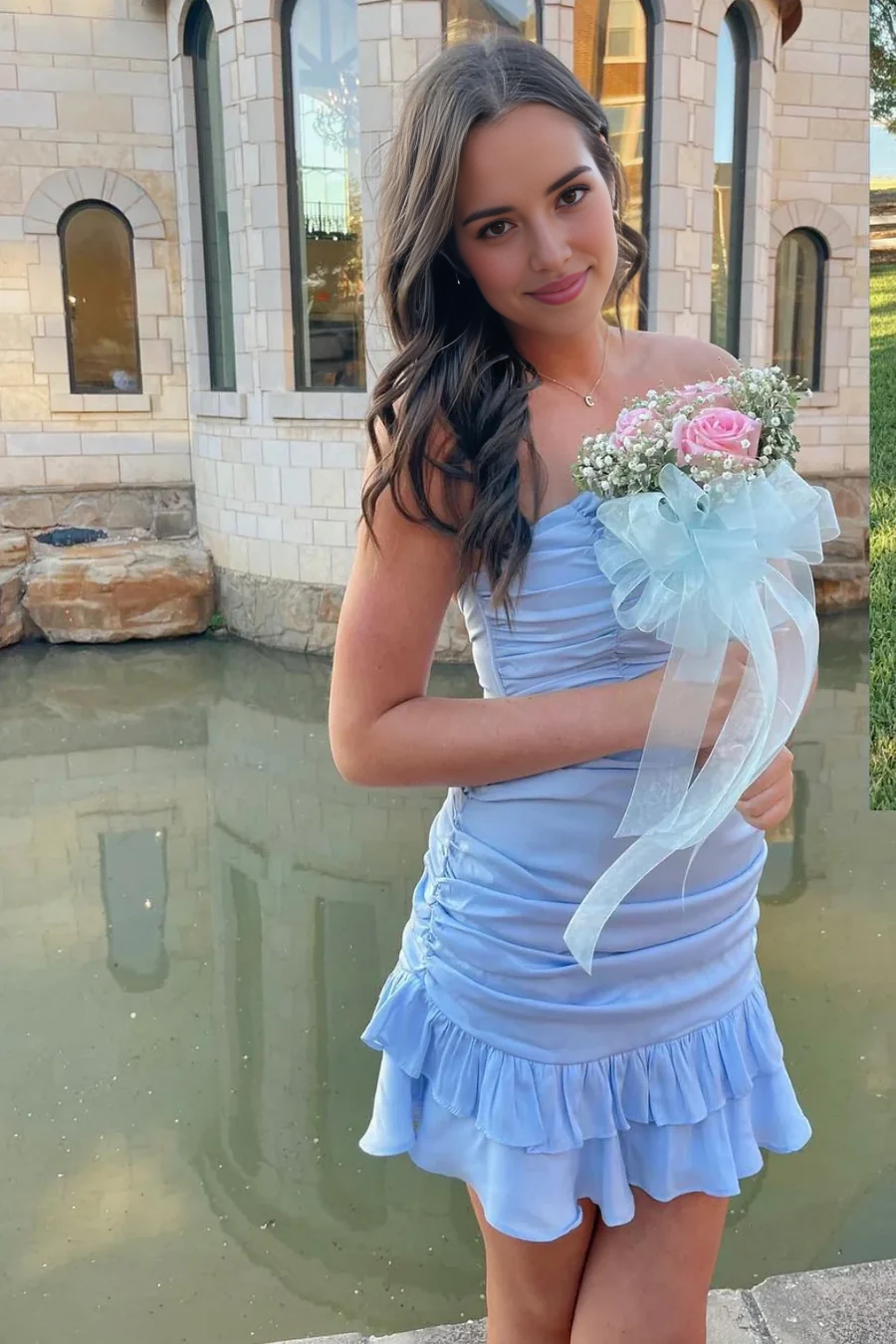 Cute Strapless Pleated Ruffle Short Prom Dress Charming Birthday Party Dress Lovely Graduation Dress Chic Homecoming Dress