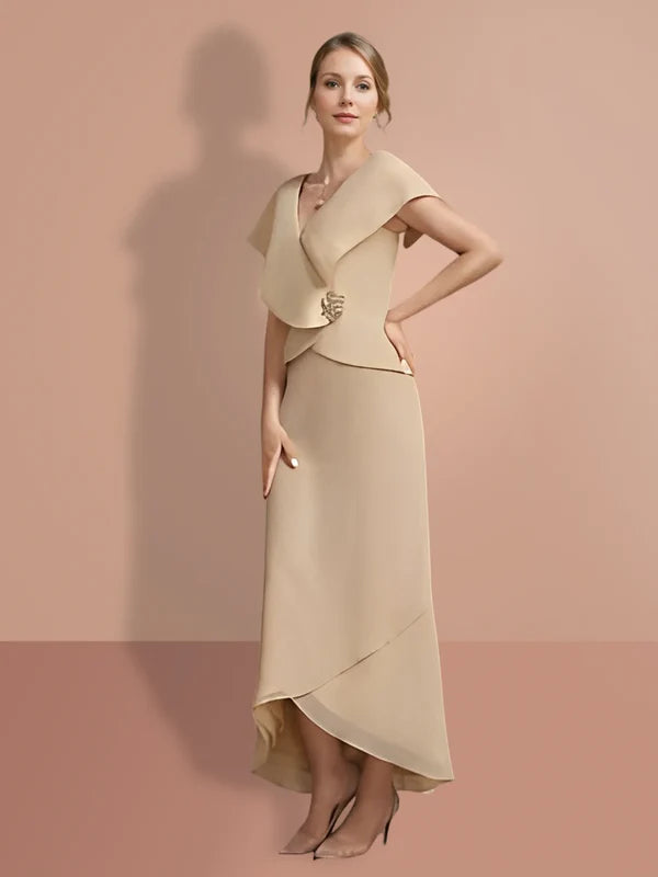 A-line/Princess Short sleeved V-neck mother of the bride dresses Elegant