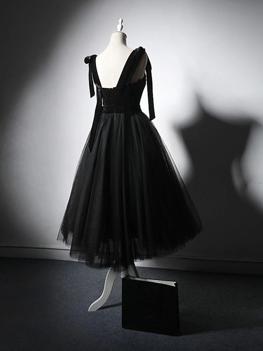 Black tulle lace short prom dress homecoming dress Formal Dress Elegant Evening Dress