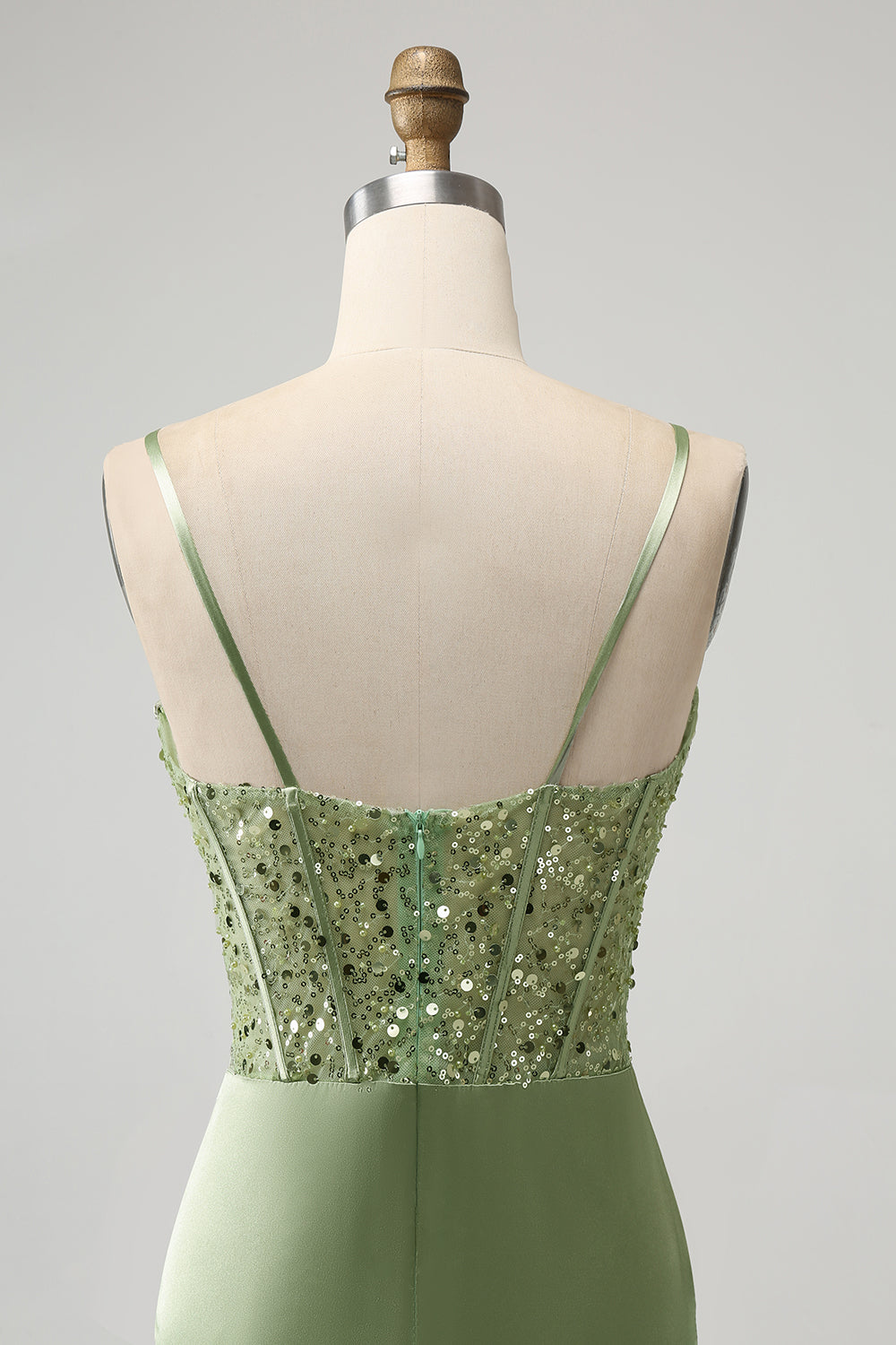 Sparkly Sage Bodycon Sequin Corset Short Homecoming Dress with Slit Sexy