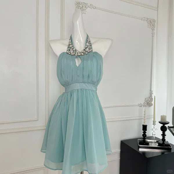 Elegant A Line Halter Sleeveless Short Prom Dress Charming Birthday Party Dress Lovely Graduation Dress Chic Homecoming Dress