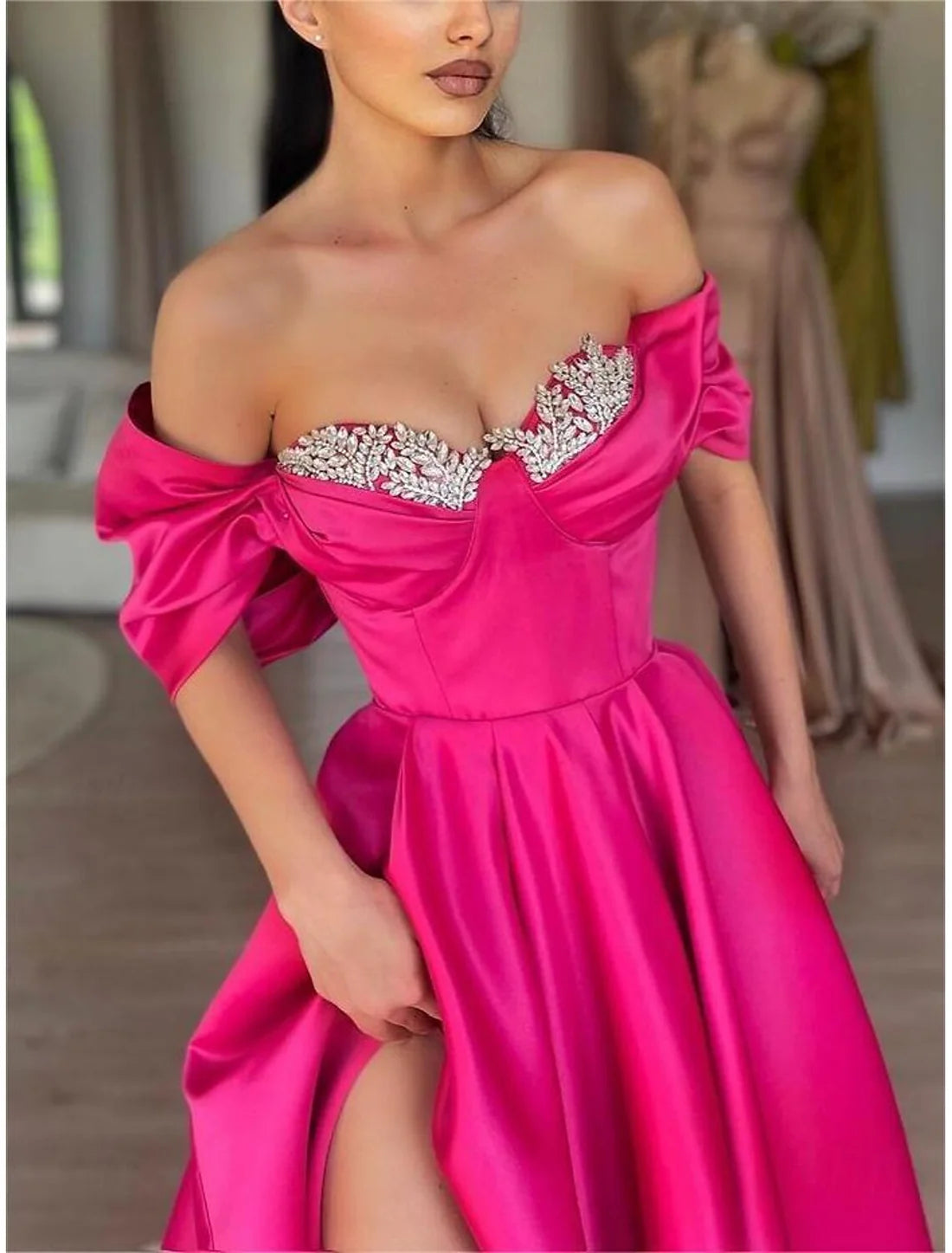 Mermaid / Trumpet Prom Dresses Sparkle Dress Prom Birthday Sweep / Brush Train Sleeveless Off Shoulder Sequined with Sequin Sexy Evening Dress