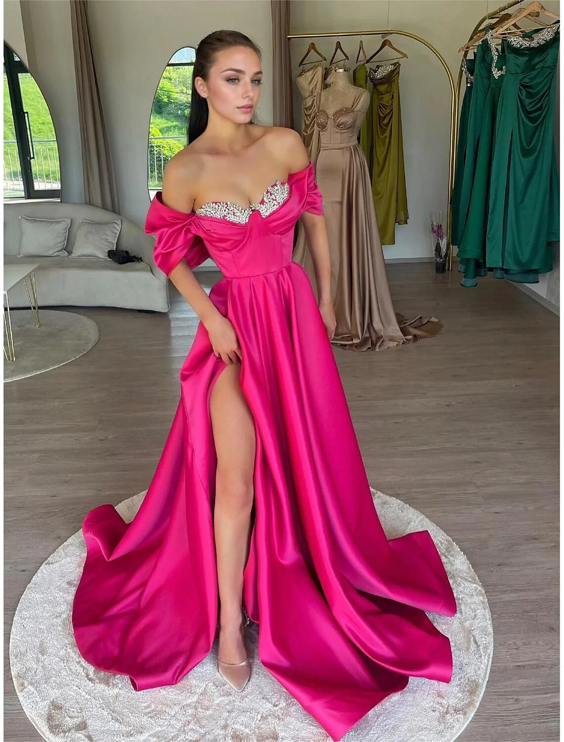 Mermaid / Trumpet Prom Dresses Sparkle Dress Prom Birthday Sweep / Brush Train Sleeveless Off Shoulder Sequined with Sequin Sexy Evening Dress