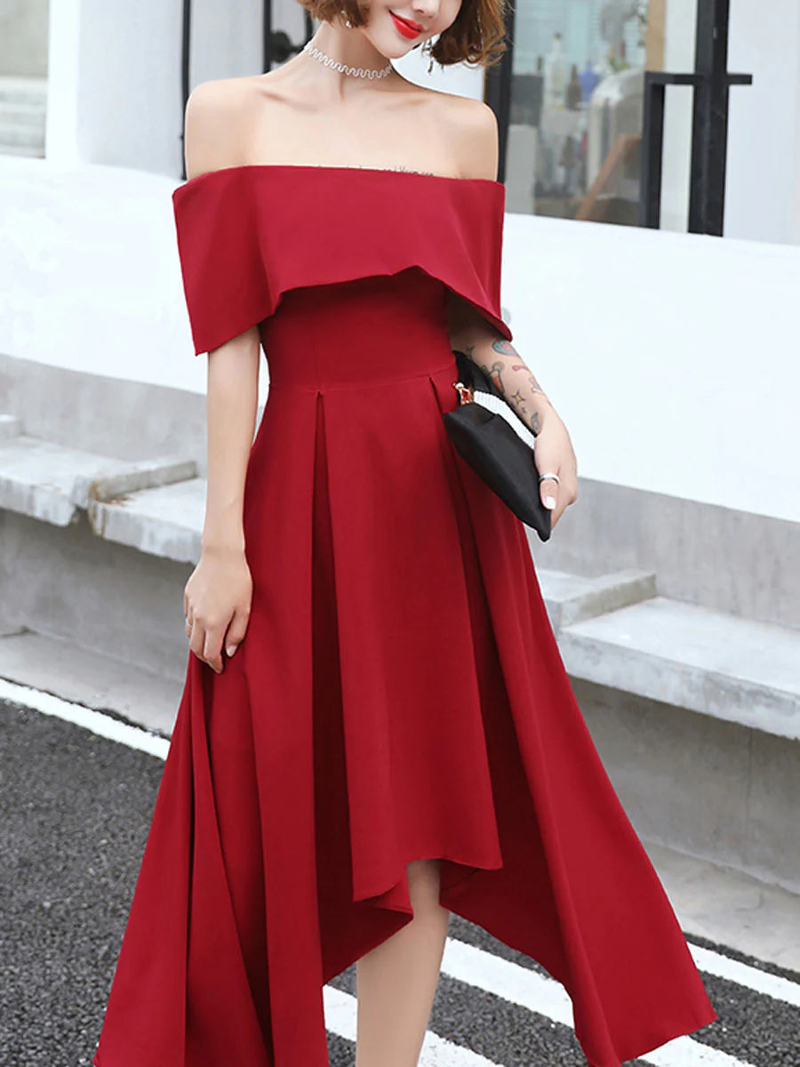 Simple Prom Dress A Line Off Shoulder Formal Dress Elegant Evening Party Dress Cocktail Dress