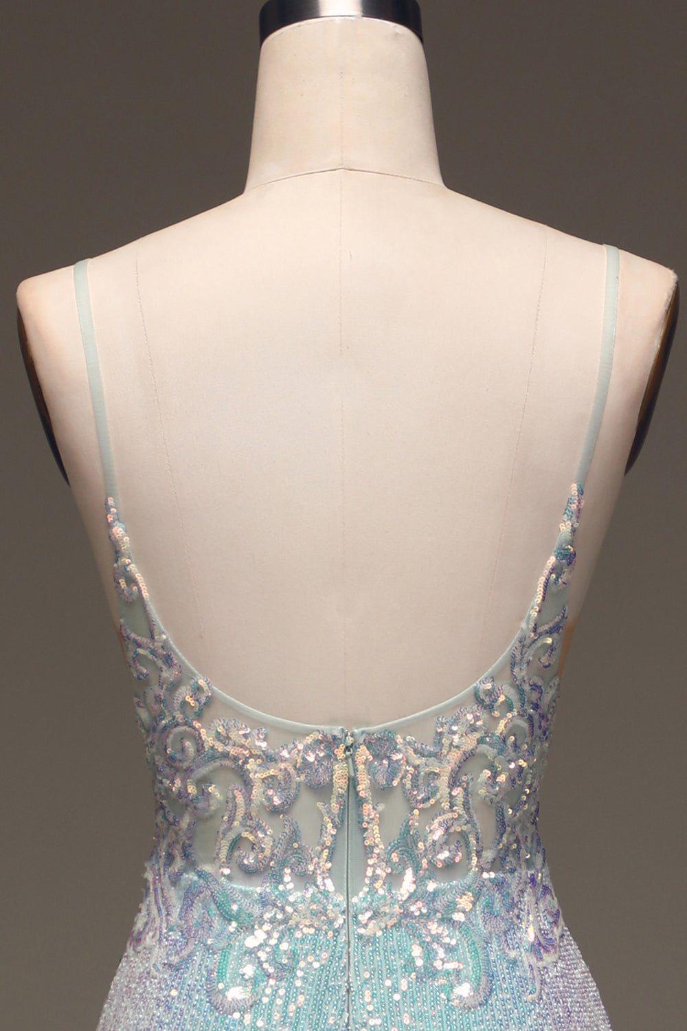 Mermaid Spaghetti Straps Long Prom Dress With Slit Sparkly Evening Party Dress