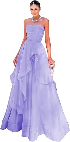Unique Strapless A-Line Prom Dresses Long Gala Dress Formal Off Shoulder Charming Evening Dress