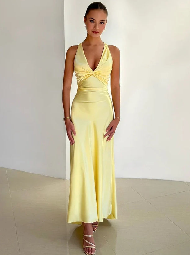 Elegant Gowns Evening Dresses Halter Pink V Neck Long Prom Dress Formal Party Dress Charming