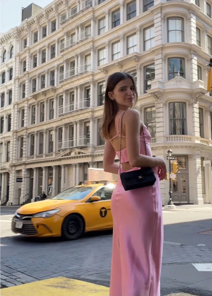 Chic Straps Backless Simple Satin Party Dress Charming Wedding Guest Dress Formal Dress